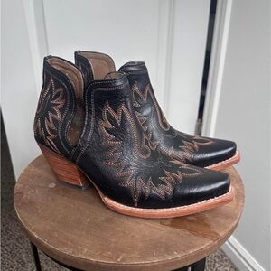 Ariat Black and Brown Western Ankle Boots